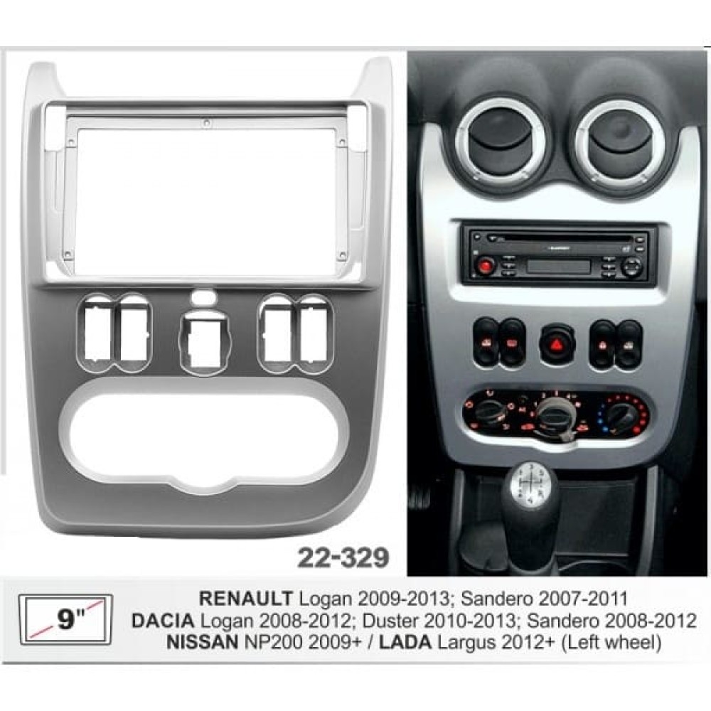 Sistem multimedia audio BORD 22-329: 9-inch DACIA LOGAN 2008-2012, DUSTER 2010-2013, SANDERO 2008-2012 - A10D